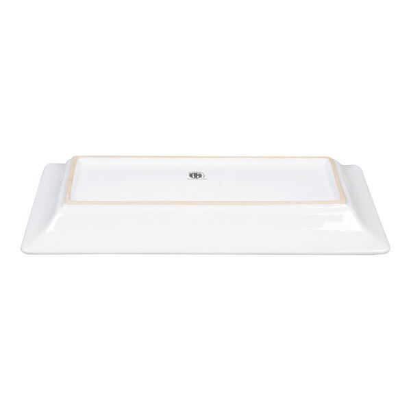 American Metalcraft Prestige 18" x 8 3/4" White Rectangular Stoneware Platter