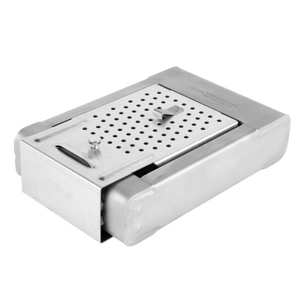 An Edlund silver metal blade assembly with holes.