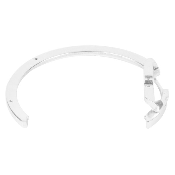 A silver curved metal Avantco Slicer Ring Guard.