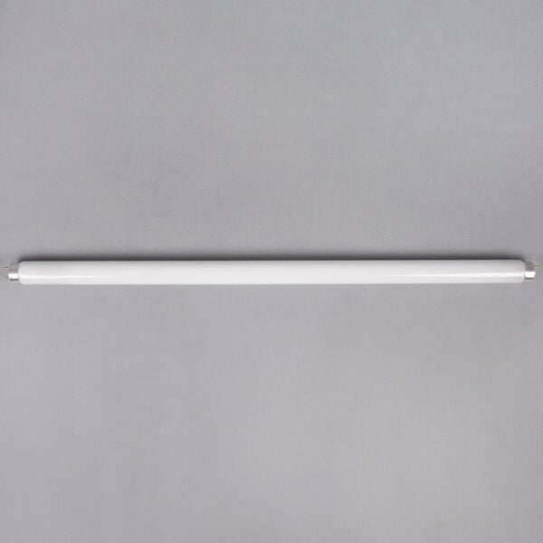 A white tube light on a gray background.