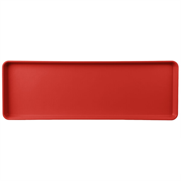 A red rectangular MFG Tray display tray.