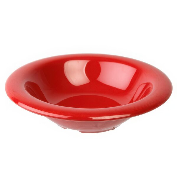 A red bowl with a white background.