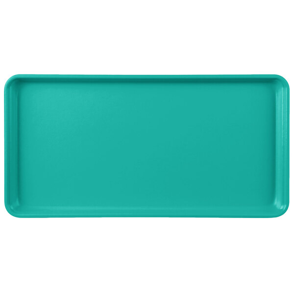 A mint green rectangular MFG Tray with a white background.