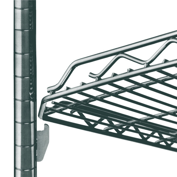 A Metro qwikSLOT wire shelf with a smoked glass drop mat on top.