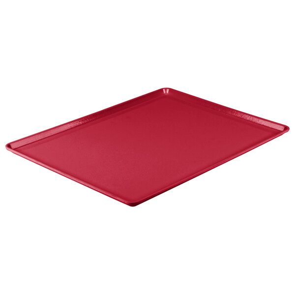 A red rectangular Cambro dietary tray.
