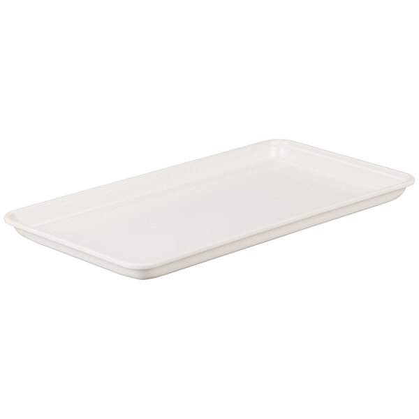 A white rectangular MFG Tray bakery display tray.
