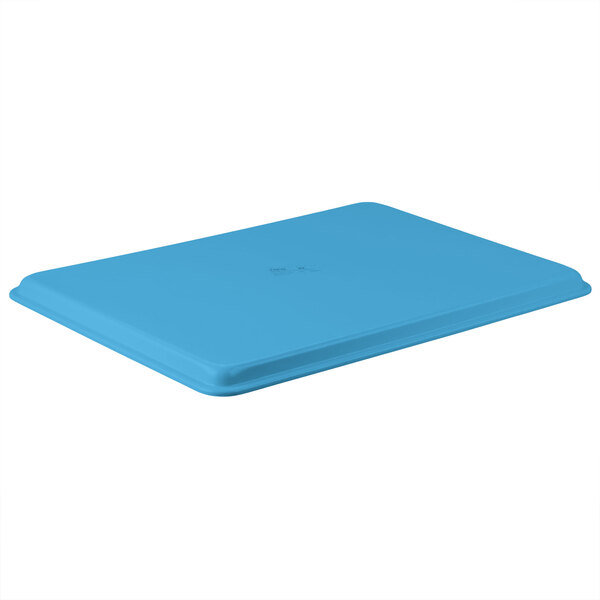 A sky blue rectangular MFG Fiberglass Display Tray on a white background.