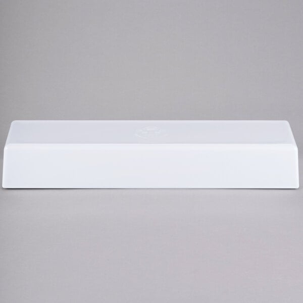 A white rectangular Tablecraft melamine bowl.