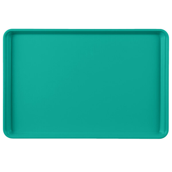 A mint green rectangular MFG Tray with a black border.