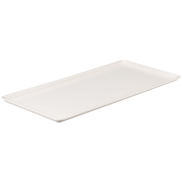 A white rectangular MFG Tray with a white handle.
