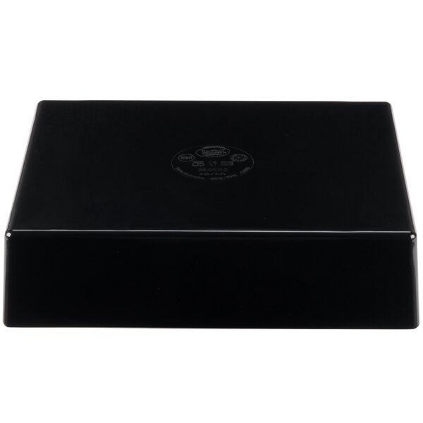 A black rectangular Tablecraft melamine bowl.