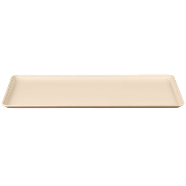 A rectangular white tray with a white background.