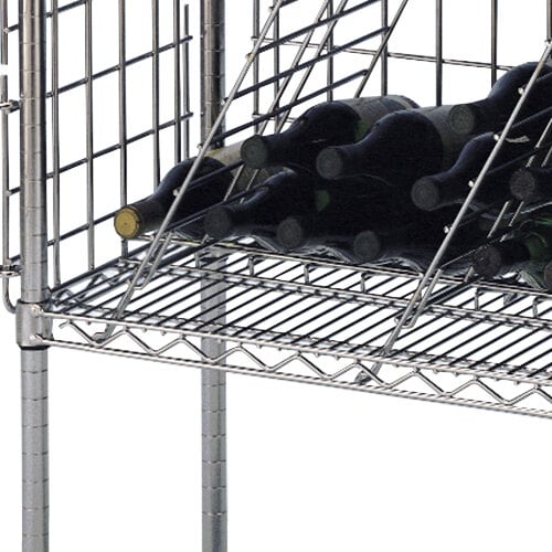 A Metro wine bottle rack filled with wine bottles.