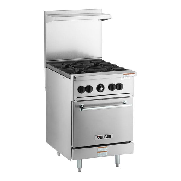 Vulcan 24S-4BN Endurance Natural Gas 4 Burner 24" Range with Standard Oven Base - 143,000 BTU