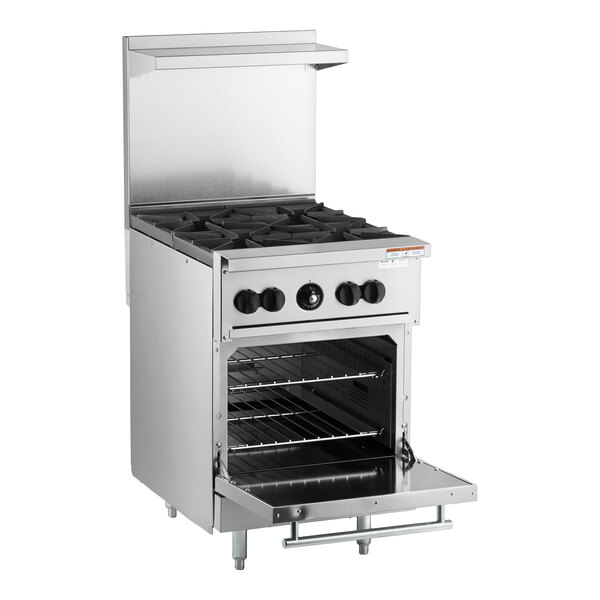 Vulcan 24S-4BN Endurance Natural Gas 4 Burner 24" Range with Standard Oven Base - 143,000 BTU