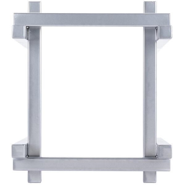 A silver metal square beverage dispenser base.