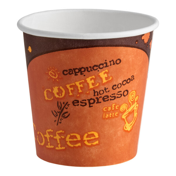 Choice 4 oz. Coffee Print Poly Paper Hot Cup - 1,000/Case