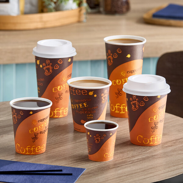 Choice 4 oz. Coffee Print Poly Paper Hot Cup - 1,000/Case