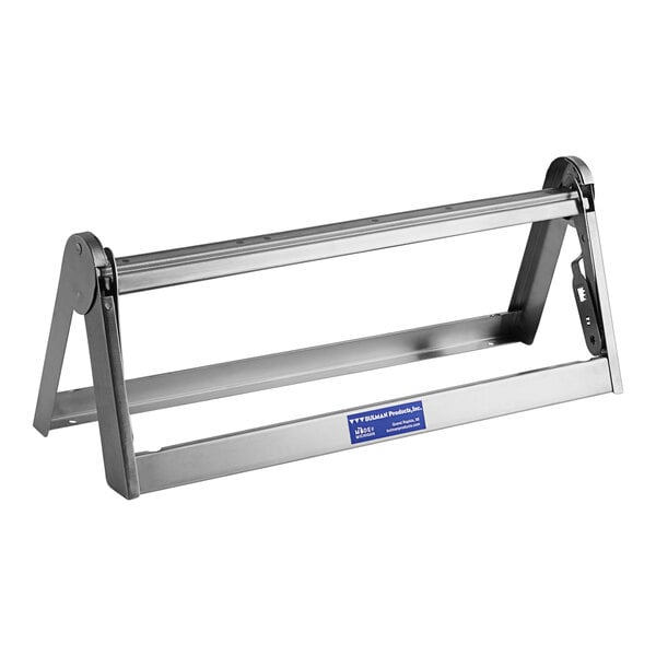 A stainless steel Bulman paper dispenser with a serrated blade.