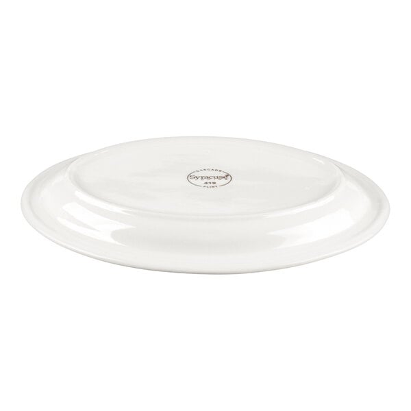 Libbey Cascade 10 1/2" x 7 1/2" Ivory (American White) Oval Medium Rim Flint Porcelain Platter - 12/Case
