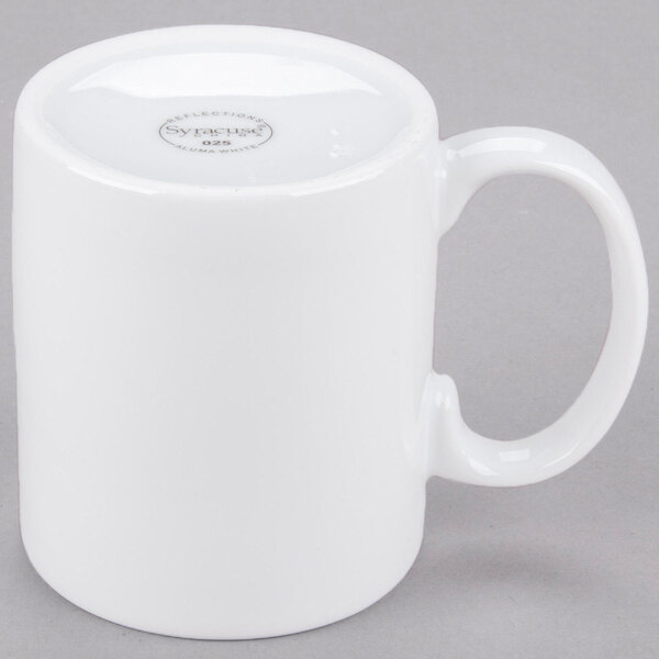 A white Libbey porcelain mug with a handle.