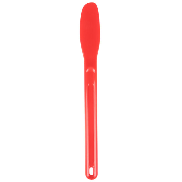 A red polypropylene sandwich spreader with a white background.