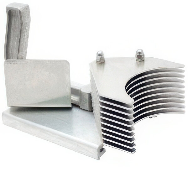 A metal push block for a Nemco tomato slicer.