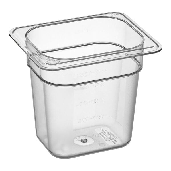 A clear plastic Cambro food pan.