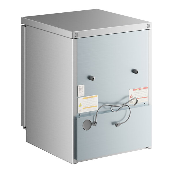 A silver True undercounter freezer with a wire.