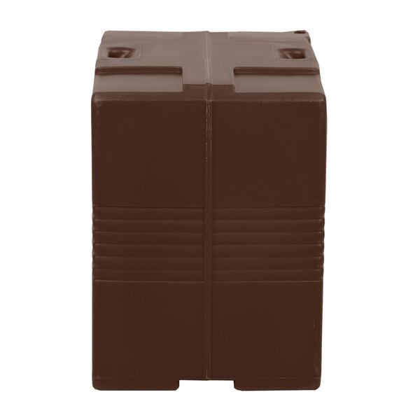 A dark brown Cambro Ultra Pan Carrier for food pans with handles.