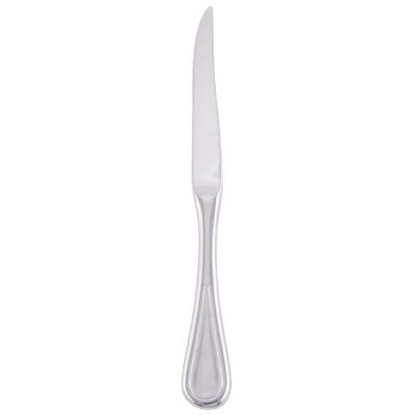 A Libbey stainless steel steak knife with a silver handle.