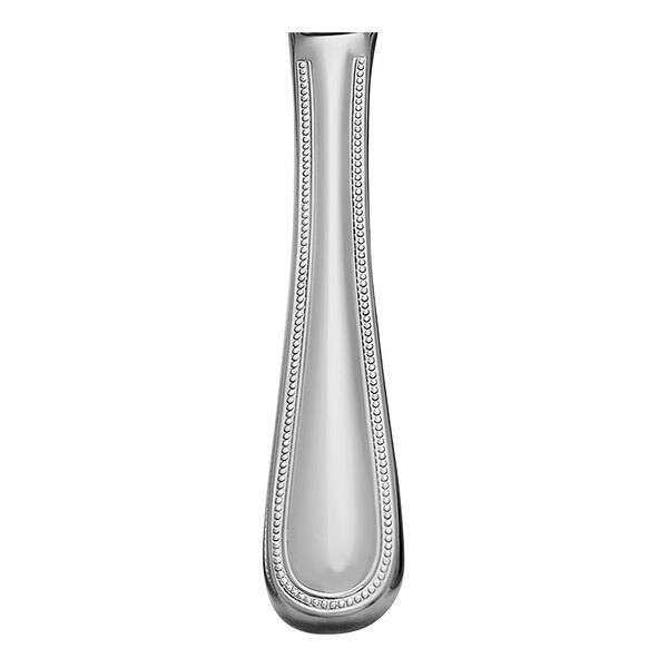 A Libbey stainless steel dessert knife with a pinched beaded border.