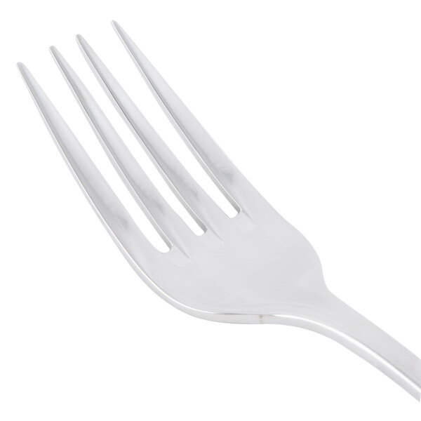 A close-up of a Libbey Aspen stainless steel salad fork with a silver handle.