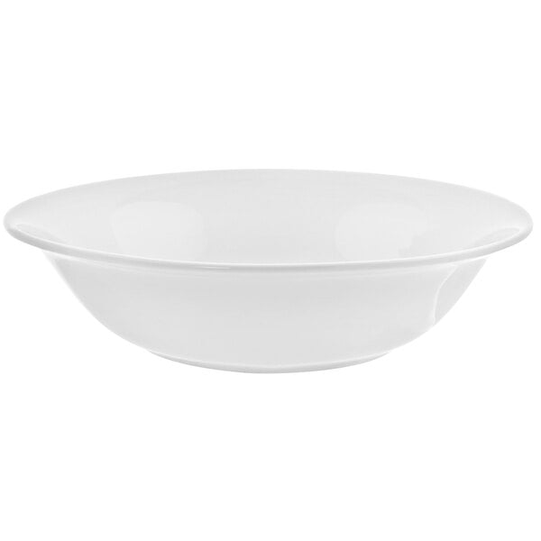 A close-up of a 10 Strawberry Street Royal White porcelain pasta bowl.