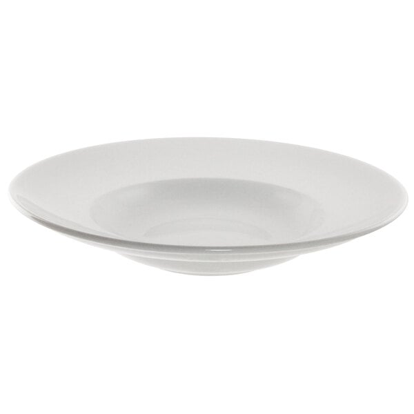 A 10 Strawberry Street Bistro bright white porcelain bowl with a round rim.