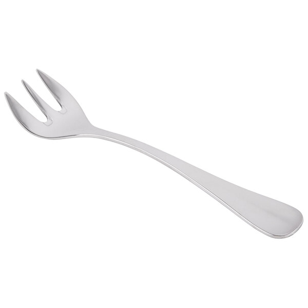 A Libbey stainless steel cocktail fork with a silver handle.