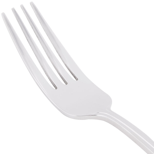 A World Tableware Varese stainless steel utility/dessert fork with a white handle.