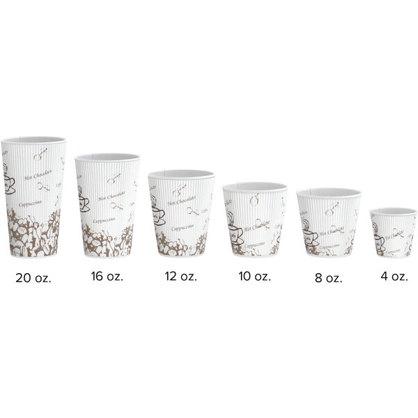 Choice 10 oz. Double Wall Bean Print Paper Hot Cup - 25/Pack