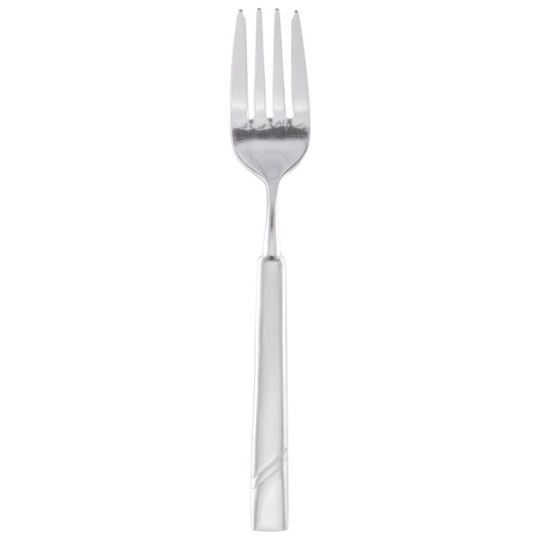 A Libbey Zephyr stainless steel salad fork with a silver handle.