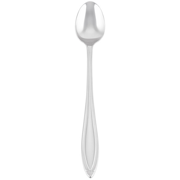 A World Tableware stainless steel iced tea spoon with a silver handle on a white background.