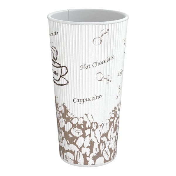 Choice 20 oz. Double Wall Bean Print Paper Hot Cup - 500/Case