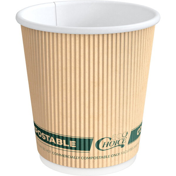 [200 Count] 8 oz Disposable Insulated Paper Coffee Cups with Lids - Double  Wall Disposable Coffee Cups Sleeves attached - Bio Degradable Eco Friendly