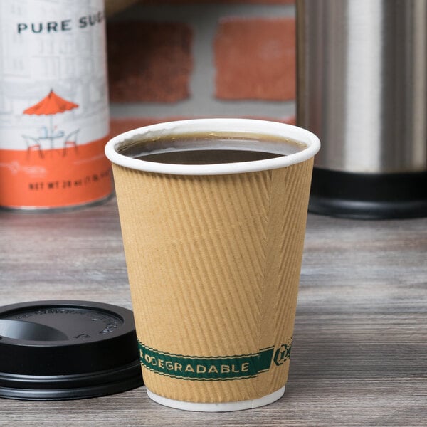 BIODEGRADABLE Paper CUPS Compostable Paper Coffee CUPS & Lids Double Wall Cups 