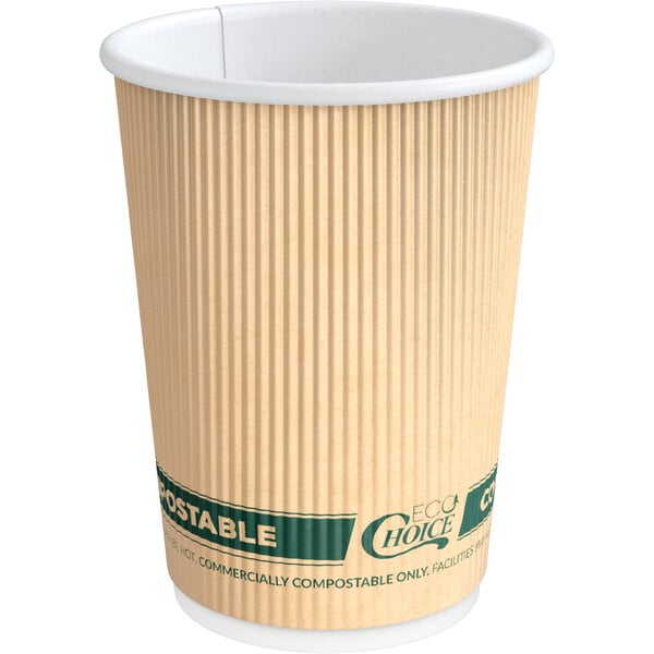 Comfy Package [50 Sets - 12 oz.] Insulated Ripple Paper Hot Coffee Cups  With Lids