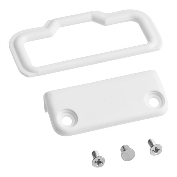 A white plastic Turbo Air handle with screw holes.