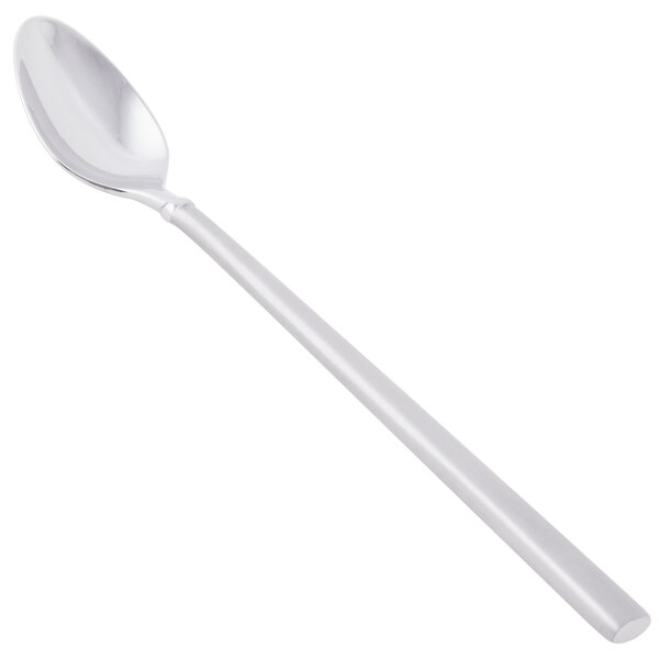 A Libbey stainless steel iced tea spoon with a silver handle.