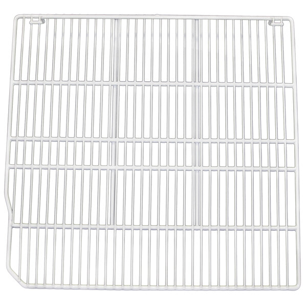 A white metal grid shelf for a Turbo Air merchandiser.