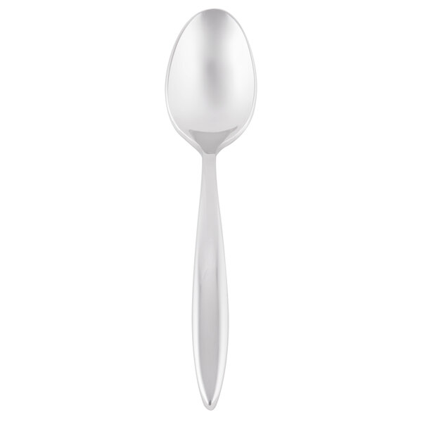 A stainless steel Libbey Contempra Demitasse spoon with a silver handle.