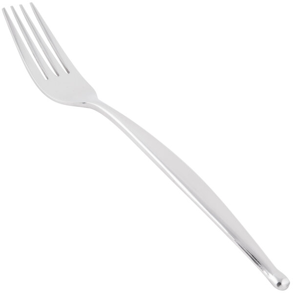 A close-up of a World Tableware Esquire stainless steel dinner fork with a silver handle.