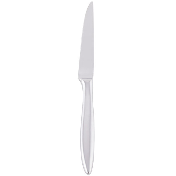 A Libbey stainless steel steak knife with a silver handle.